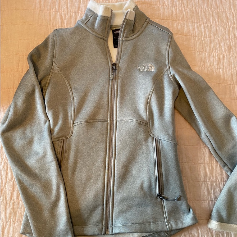 Gray & White North Face Fleece Jacket